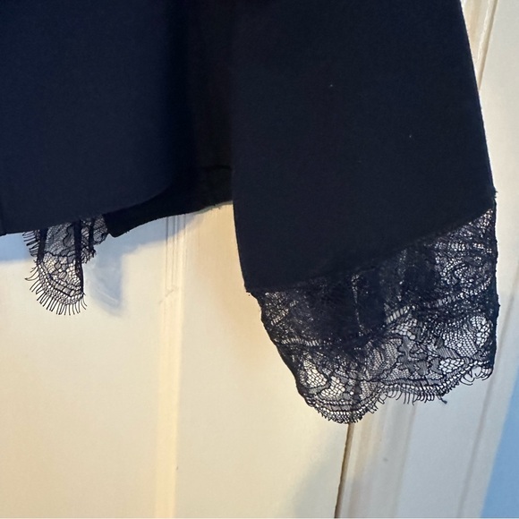 Insight Military Style Open Front Navy Blazer Shoulder Pads Gold Buttons Size 6 - Picture 9 of 12